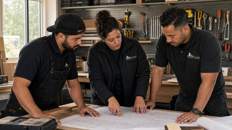 The Mr. Fix Bay Area team reviewing a job plan